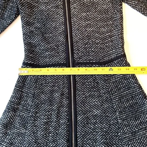 Ann Taylor Chevron Fit & Flare Knit Sweater Dress Short Black White Extra Small - Picture 7 of 10